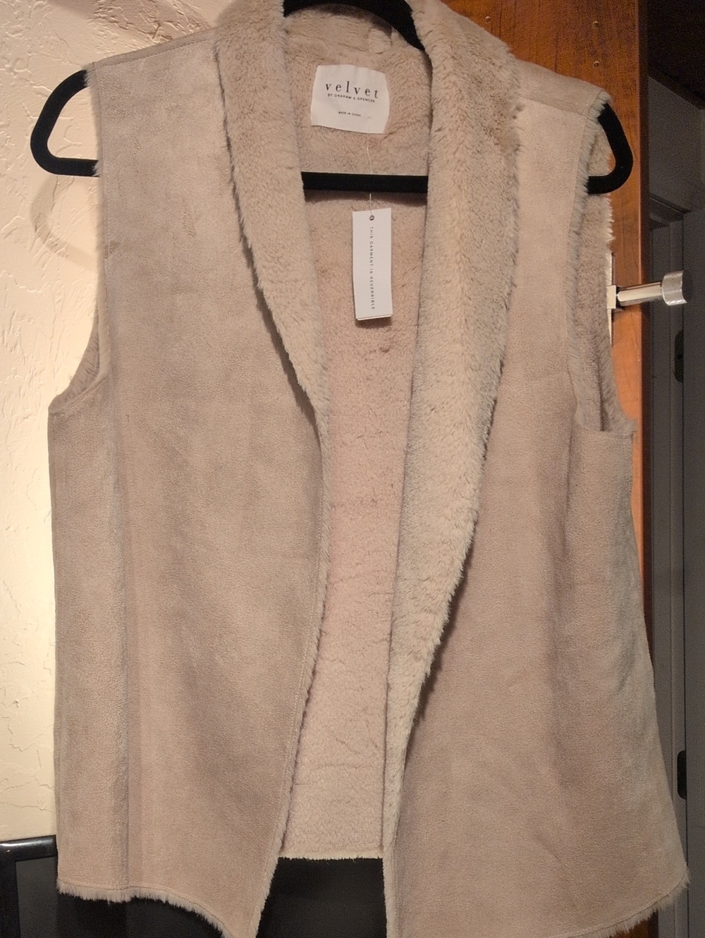 Anthropologie - Velvet by Graham & Spencer Light Beige Faux Shearling Vest